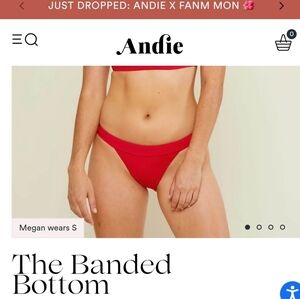 NWT Andie The Banded Cheeky Bottom Swimsuit bottoms only sz S cherry red